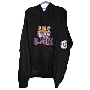 LSU Louisiana State University Embroidered Black Hoodie Size XXL 2X Y2K
